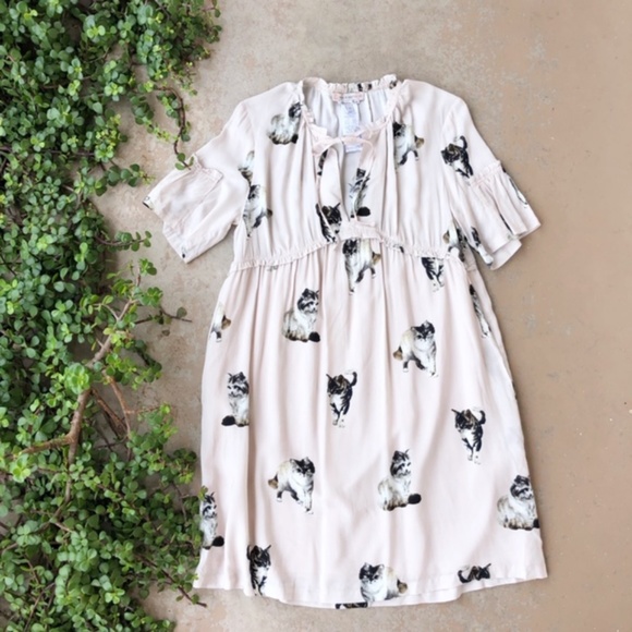 Paul Joe Dresses Paul Joe Sister Cat Print Smock Babydoll
